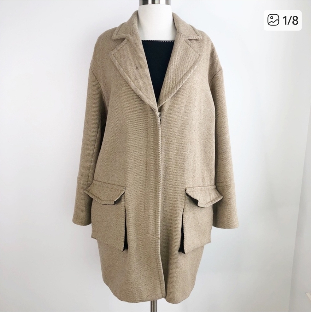 Peruvian Connection Tan Camel Alpaca Wool Pea Coat